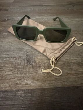 Authentic Dime x LES Sunglasses – Matte Olive Green Rectangular Frames